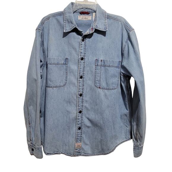 Levi's Mens Denim Long Sleeve Button Front Shirt Large Flaw Please Read - Picture 1 of 9